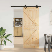 Porta scorrevole NARVIK Naturale e Nero 80 x 210 cm (152,5 cm) 3445230