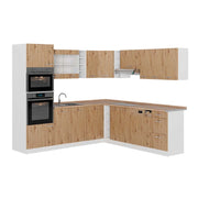 Cucina angolare completa R-Line Rovere artigianale/Bianco 247 x 237 cm, PL Rovere Vicco
