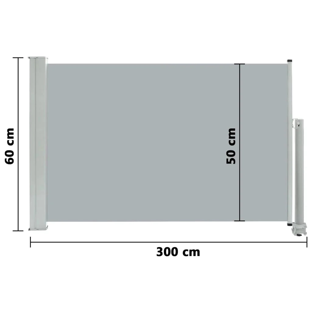 Tenda da sole laterale retrattile/schermo privacy per patio giardino terrazza balcone 60 x 300 cm grigio 02_0007390