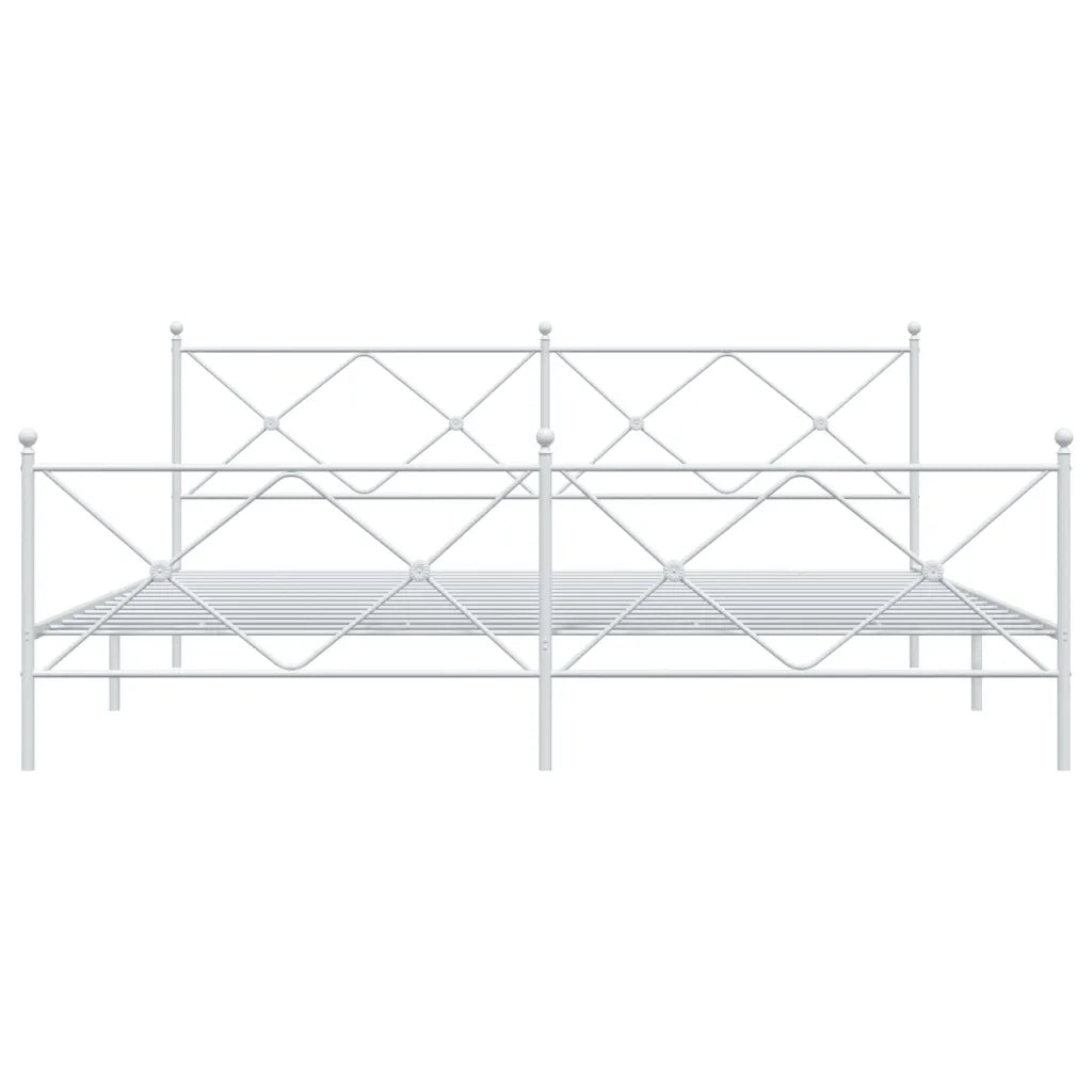 Giroletto con Testiera e Pediera Metallo Bianco 193x203 cm