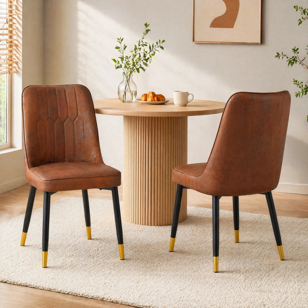 SEDIA da pranzo Set da 2 pezzi Marrone/Nero in tessuto tecnico e metallo