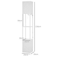 Lampada da Terra con Ripiani in Tessuto e Interruttore a Catena 26x26x156 cm Bianco