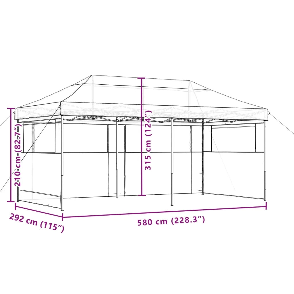 Tendone per Feste Pieghevole Pop-Up con 3 Pareti Arancione
