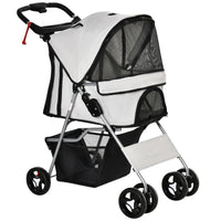 Passeggino per Cani Pieghevole con 3 Reti e Cerniera 75x46x94 cm in Ferro e Tessuto Oxford Grigio