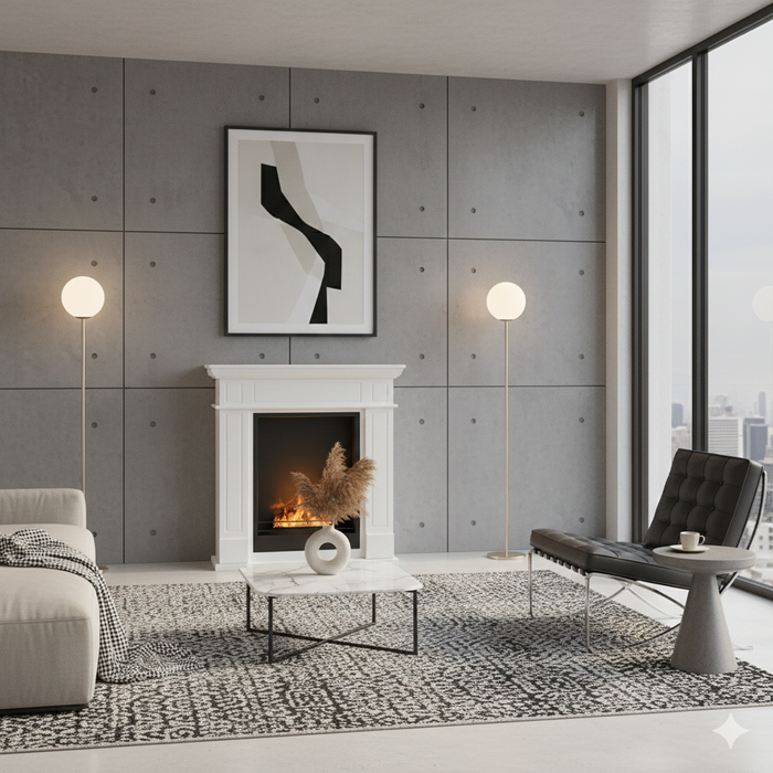 Camino a Bioetanolo da Terra Donatello 81x30x86 cm in MDF Bianco