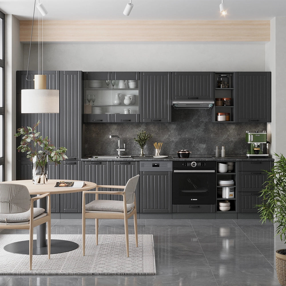 Vicco Cucina componibile Grigio scuro 355 cm senza piano di lavoro