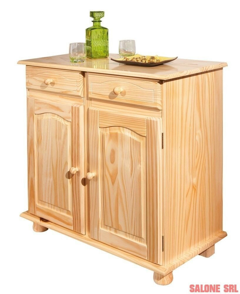 MOBILE CREDENZA SOGGIORNO BUFFET PAMINA 2 ANTE + 2 CASSETTI 88x43x87H PINO MASSELLO FINITURA NATURALE