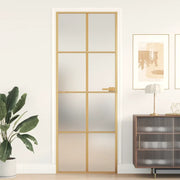 Porta Interni Sottile Oro 76x201,5cm Vetro Temperato Alluminio 155144
