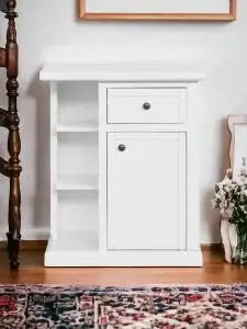 Mobiletto entratina in legno Shabby chic bianco con alette