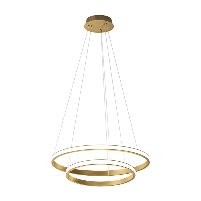 Lampada a sospensione IOLE S/2 - 40W 2250lm 3000K dimmerabile - Alluminio oro spazzolato e silicone bianco opale - Gealuce
