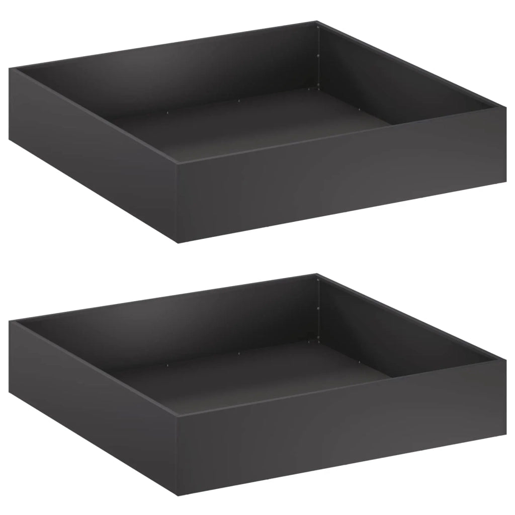 Vaso da giardino 2 pz Nero 80 x 80 x 20 cm 8005009