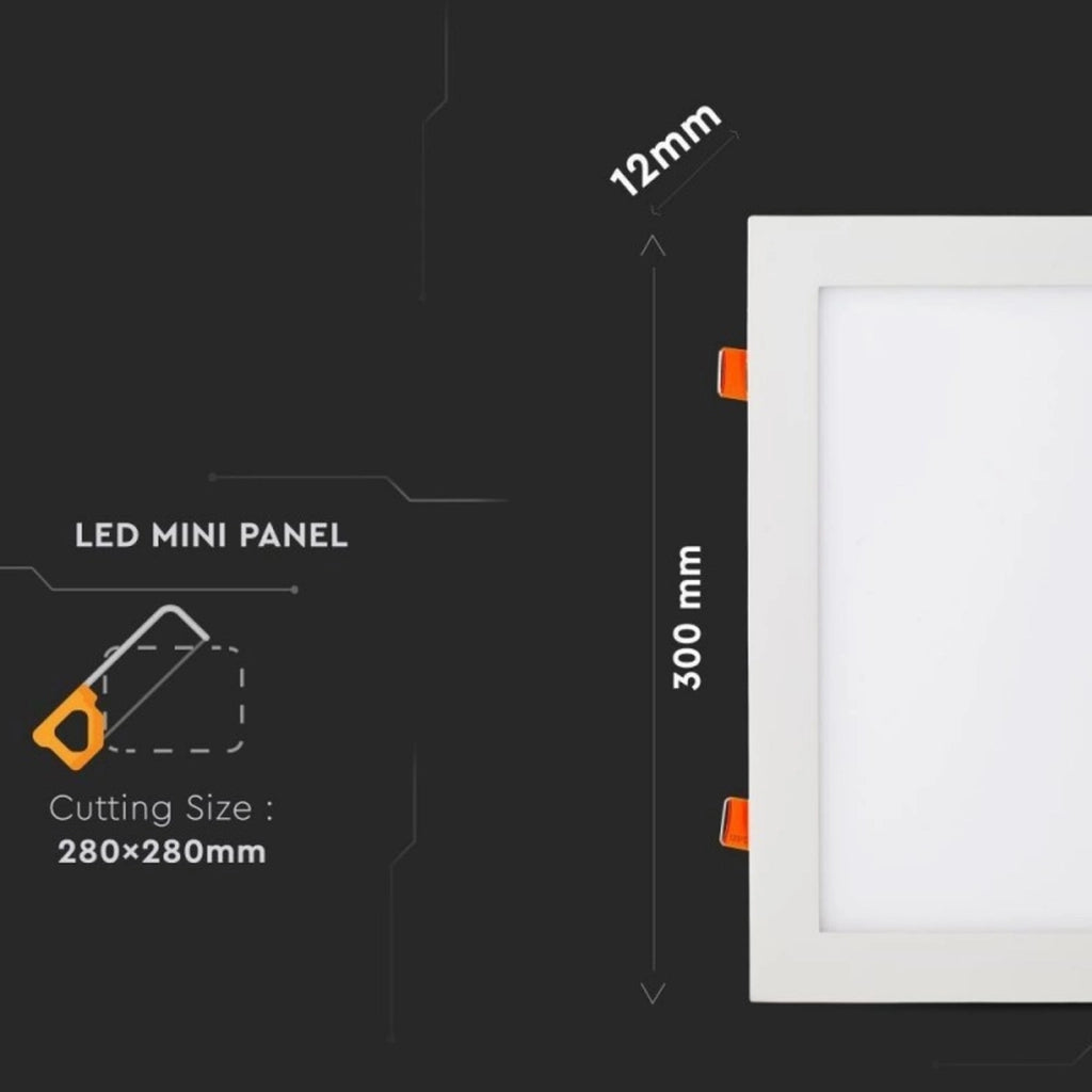 Faretto Pannello Led Da Incasso Quadrato 24W Bianco Caldo 300mm x 300mm SKU-4887