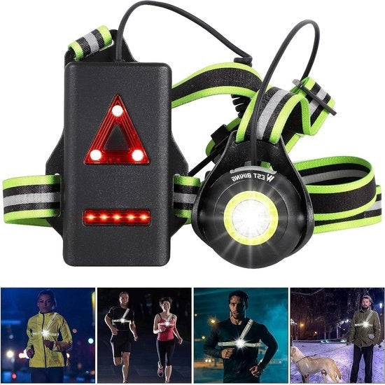 Lanterna da corsa 500 lumen con barra regolabile - illuminazione da petto USB caricabile - impermeabile - per jogging e pesca - riflessione a 360 gradi