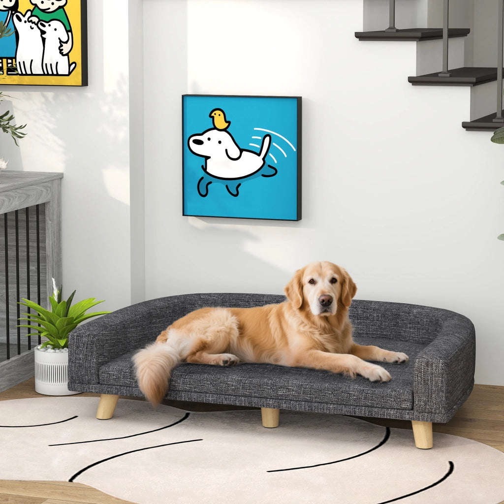 Letto per Cane con Cuscino Lavabile ¨C Zephmum ¨C Grigio Scuro 98x67x25 cm