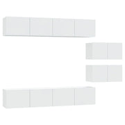 Set di Mobili Porta TV 6 pz | Armadietto TV | Mobile Porta TV Bianco in Legno Multistrato