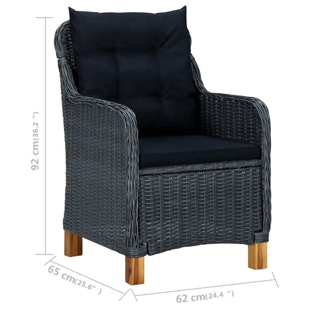 Set Mobili da Pranzo per Giardino 3 pz Grigio Scuro cod mxl 36068