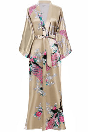 Kimono maxi con stampo di pavone per donne