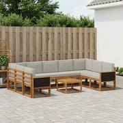 Set di divani da esterno 10 pcs Naturale e Grigio Chiaro 3385542