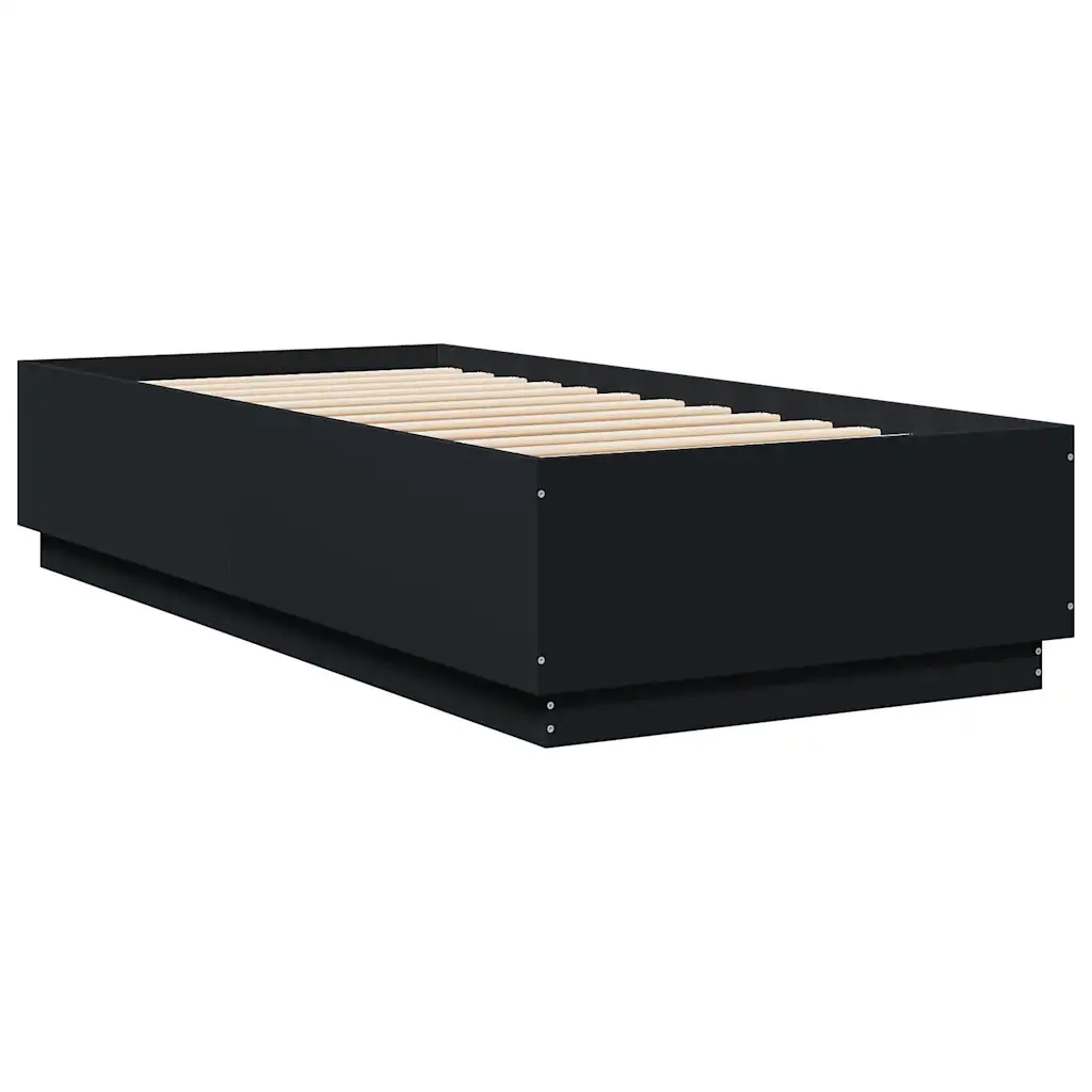 Giroletto con Luci LED Nero 90x200 cm in Legno Multistrato 3209633