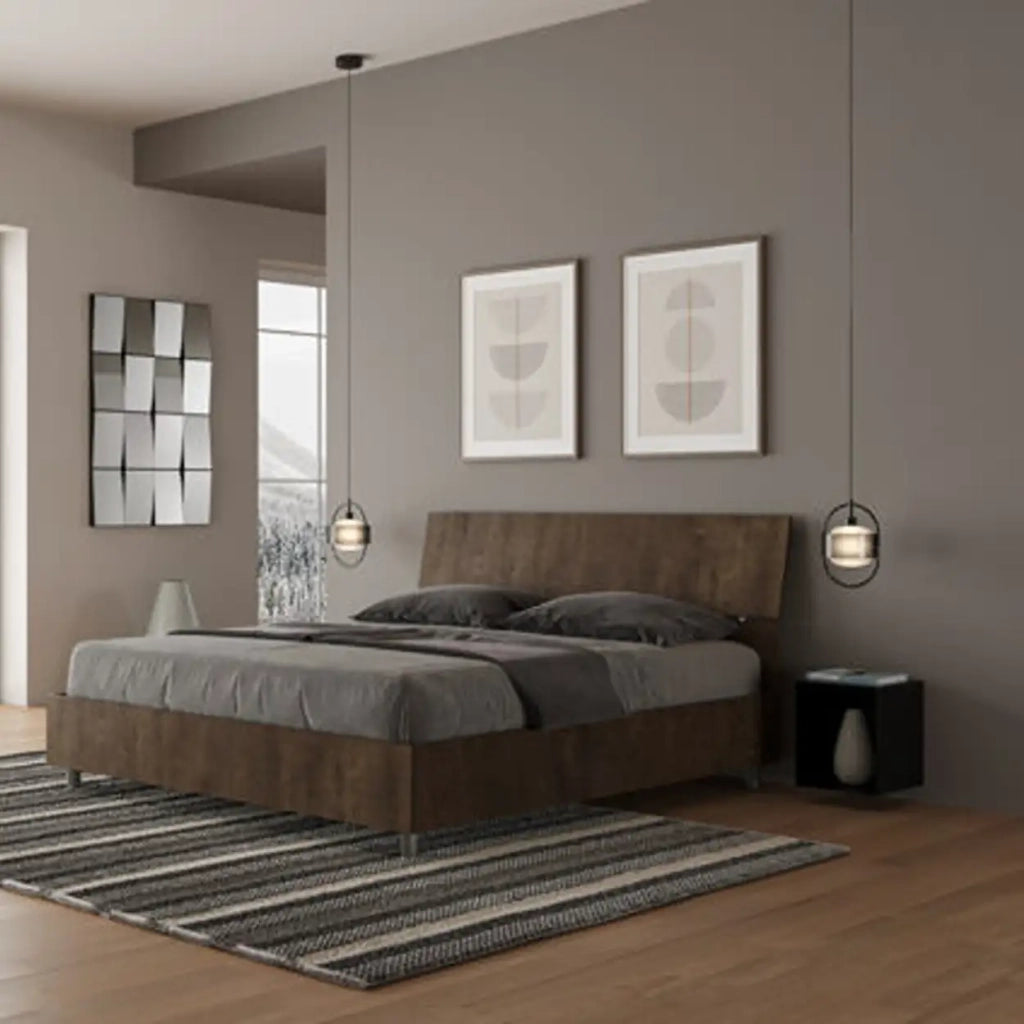 Letto matrimoniale con rete 160x200 testata inclinata noce Demas
