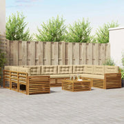 Set di divani da esterno con cuscino 10 pcs Naturale e Beige