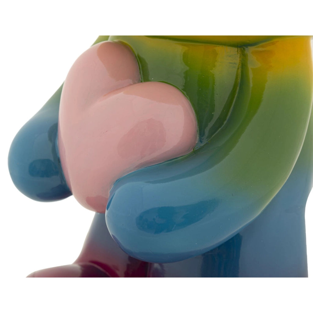Scultura orsetto Rainbow in piedi in resina arcobaleno