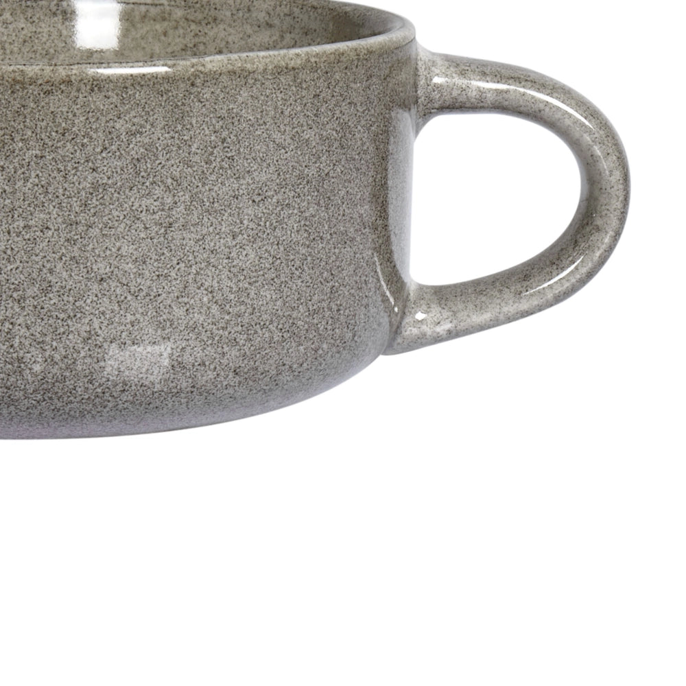 Set di 4 tazze con piattini in gres grigio con finitura in smalto reattivo fatto a mano per il tè e il caffè Cucina Sala da pranzo