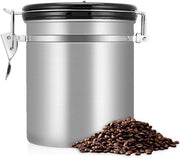 Contenitore per conservazione grande capacità in acciaio inossidabile con orologio e coperchio chiuso - 40 ml - scatole da stock per caffè, tè, noci e cereali.