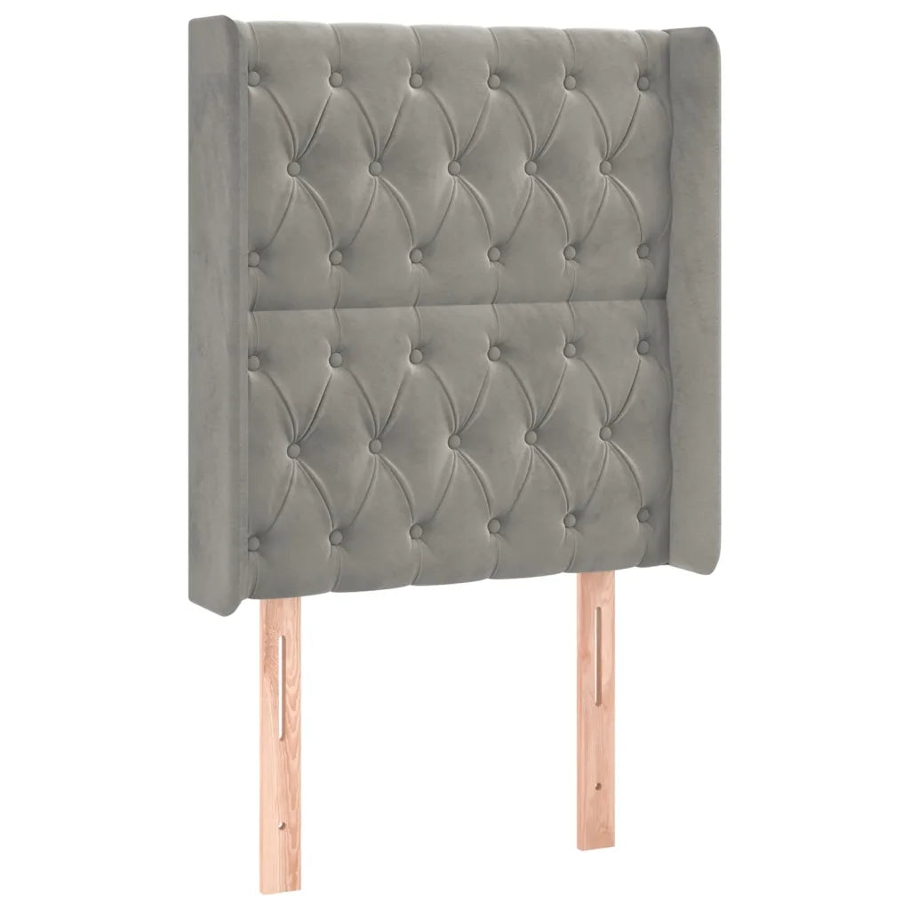 Testiera ad Orecchio-Testata con Orecchie Grigio Chiaro 83x16x118/128 cm in Velluto 664811
