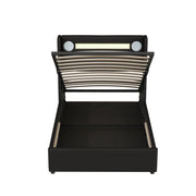 Letto per bambini 90×200 cm con contenitore; LED; Bluetooth e USB; senza materasso; nero