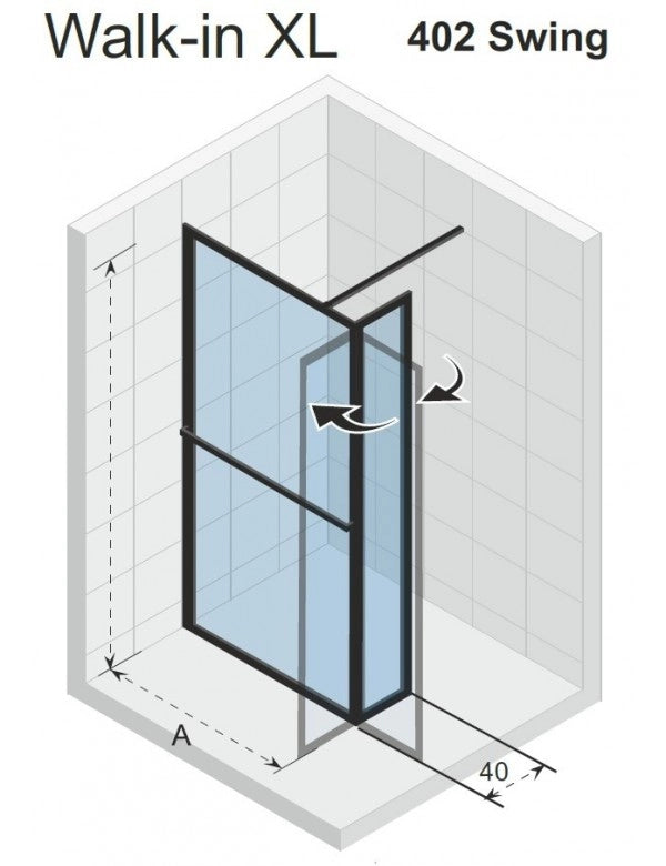 Parete doccia walk-in LUCID 402 SWING RIHO 100x40x200 cm