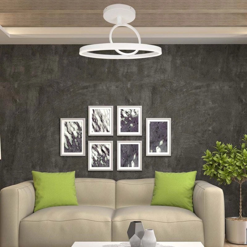 Plafoniera Lampadario LED 37W 4000lm Doppio Anelli Incrociate Colore Bianco D495mm 4000K SKU-14985