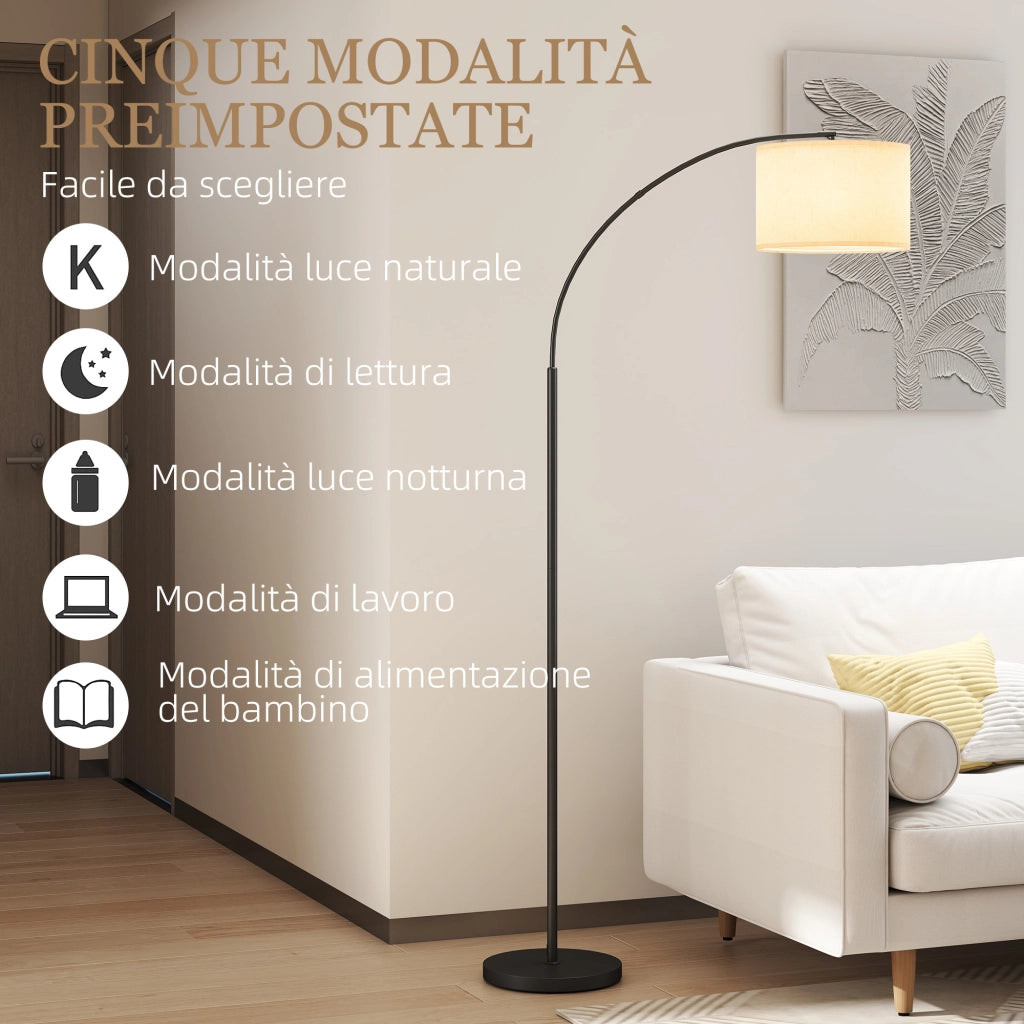 Lampada da Terra LED Regolabile con Telecomando con Timer 1H e Girevole in Metallo Nero