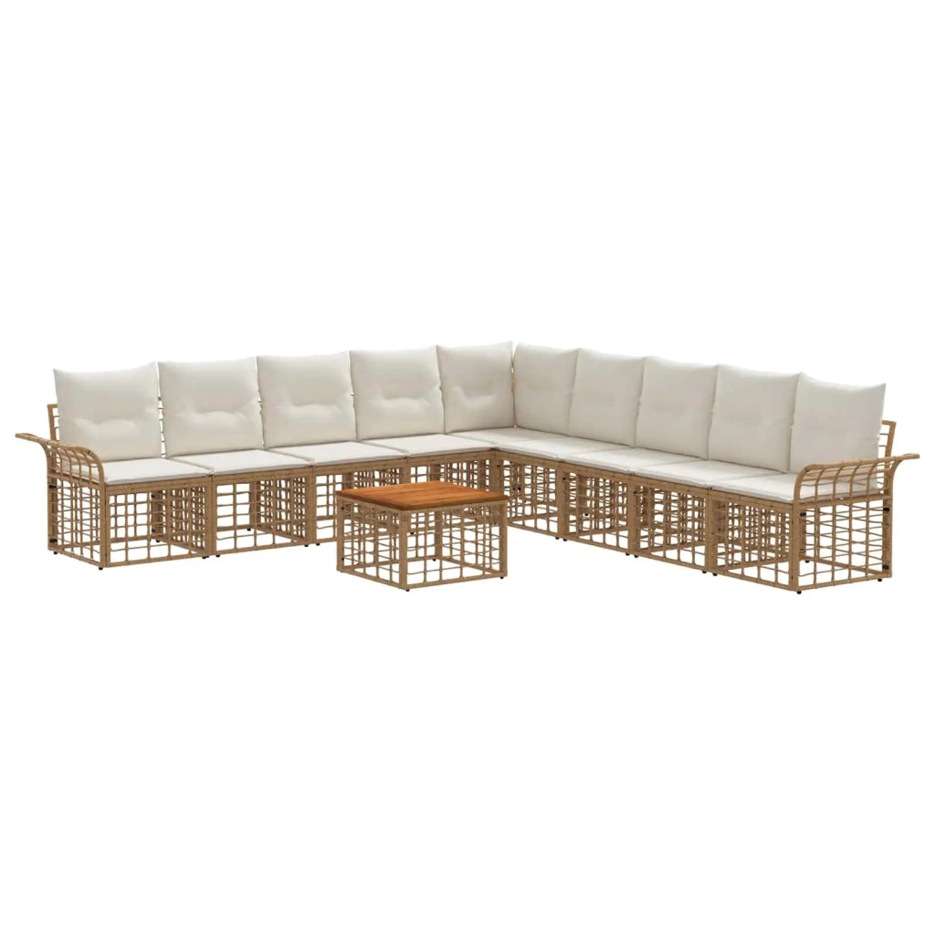 Set di divani da esterno 10 pcs Naturale e Bianco Crema 3437706