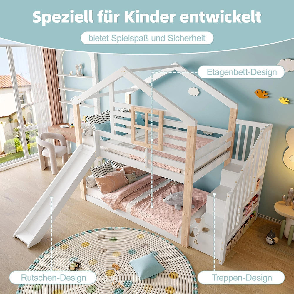 Letto castello bambini?- Xylo - scivolo scala legno massello