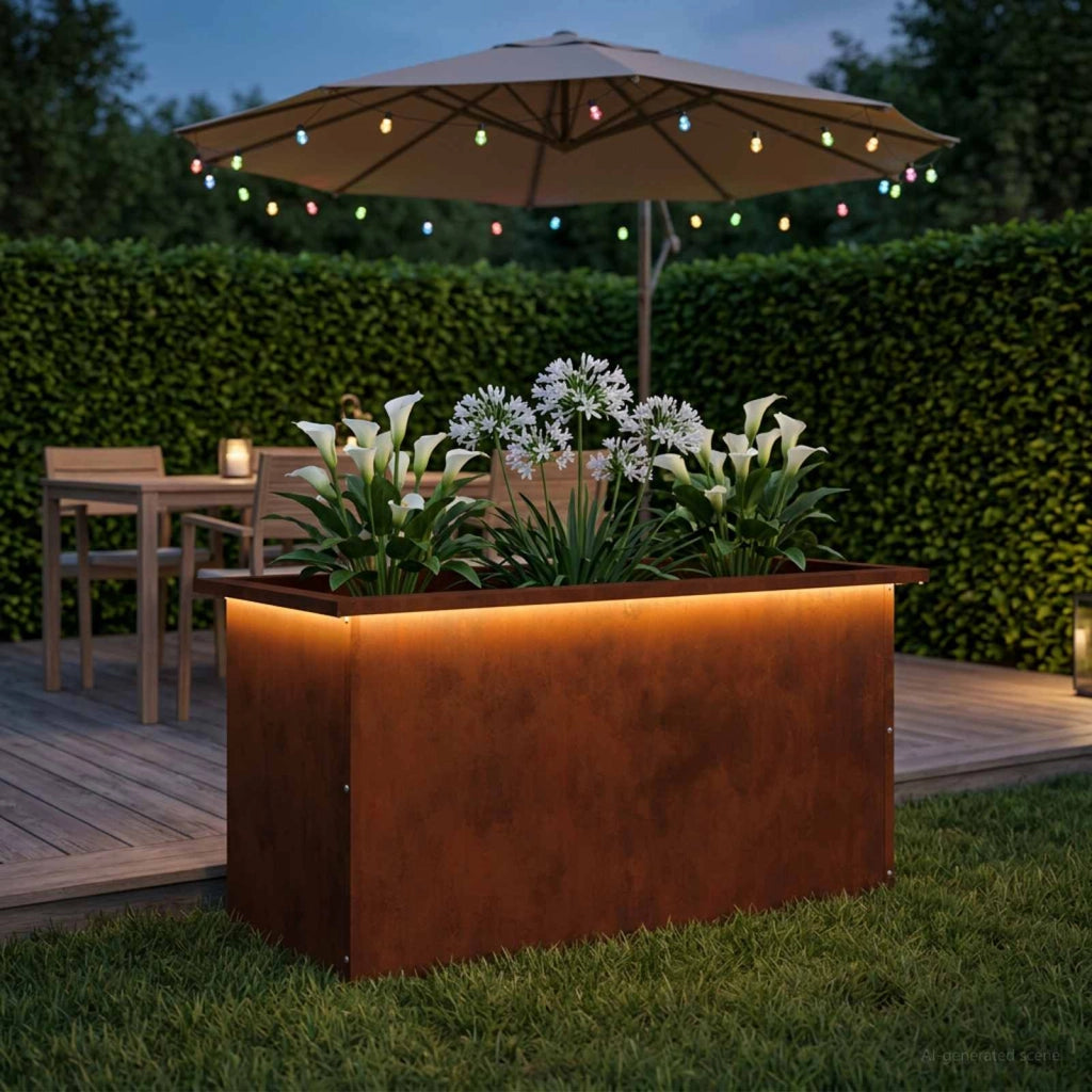 Fioriera da giardino con LED Ruggine 40 x 80 x 40 cm 8008166