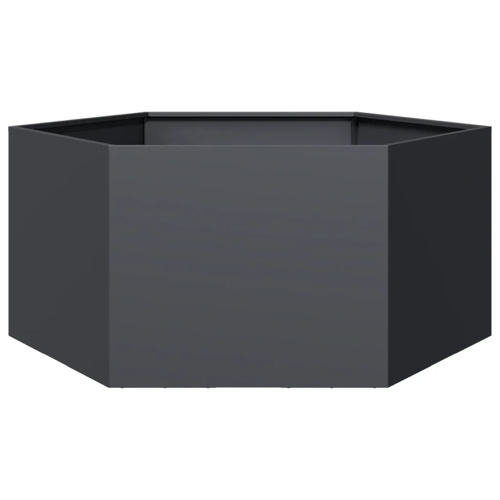 Fioriera da Giardino Antracite Esagono 104x90x45 cm in Acciaio 851131