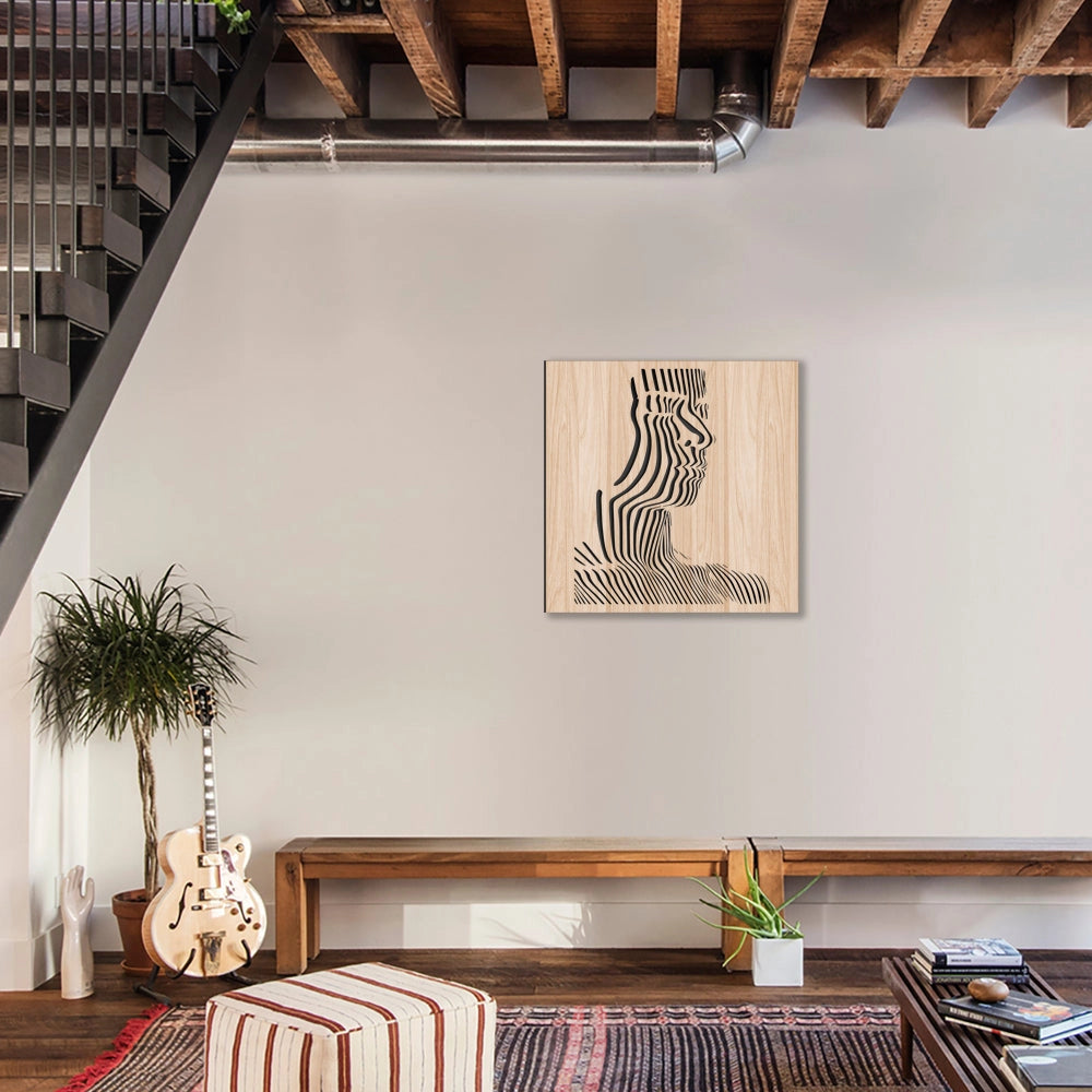 WOMAN PROFILE - Quadro arredo LASERCUT composito Legno e PVC Misura: 40x40 cm