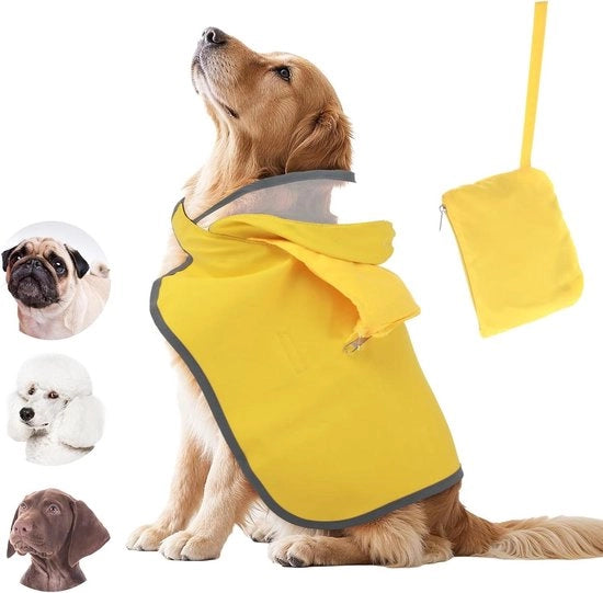 Impermeabile per Cani a Doppia Camada con Cappuccio Impermeabile trasparente, Strisce Riflettenti e Borsa di Stoccaggio per Cani di Dimensioni Grande, Media e Piccola