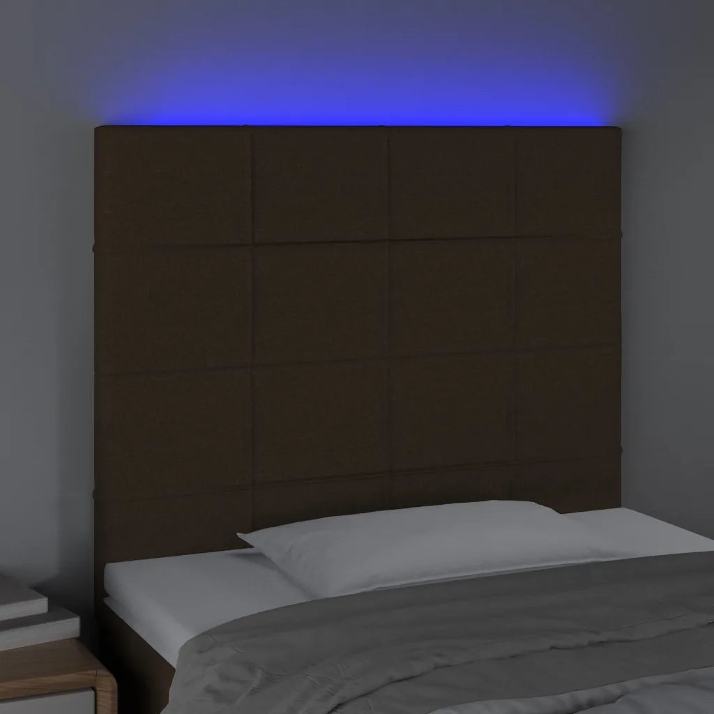 Testiera a LED Marrone Scuro 80x5x118/128 cm in Tessuto 3122401