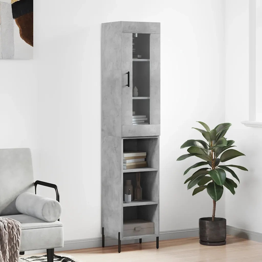 Credenza | Madia | Buffet da pranzo | Armadio da pranzo Grigio Cemento 34,5x34x180 cm in Legno Multistrato