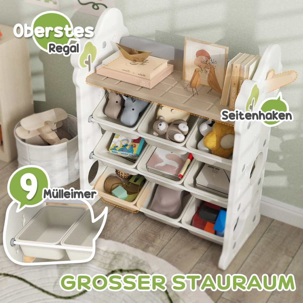 Libreria bambini con 9 contenitori ¨C zephmum ¨C plastica crema 60x30x60 cm