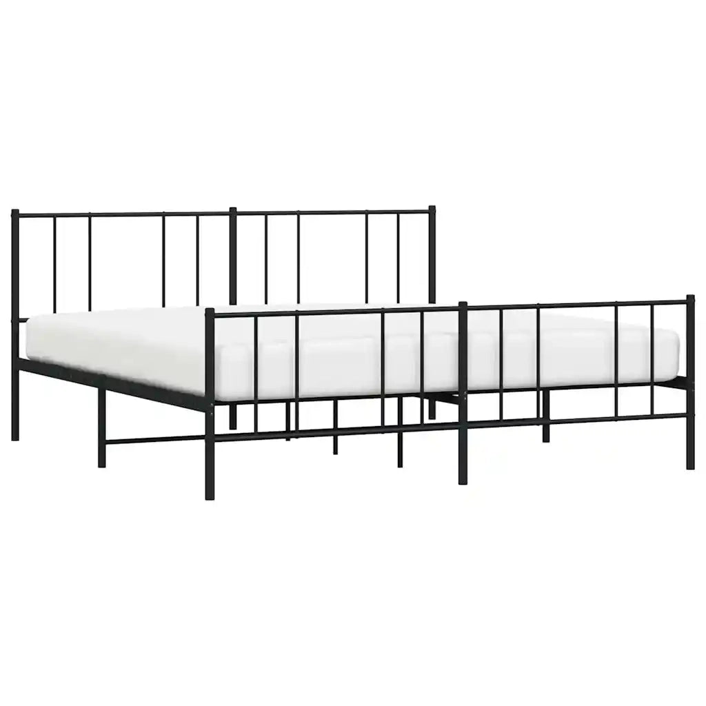 Giroletto senza Materaso con Pediera in Metallo Nero 180x200 cm 352502