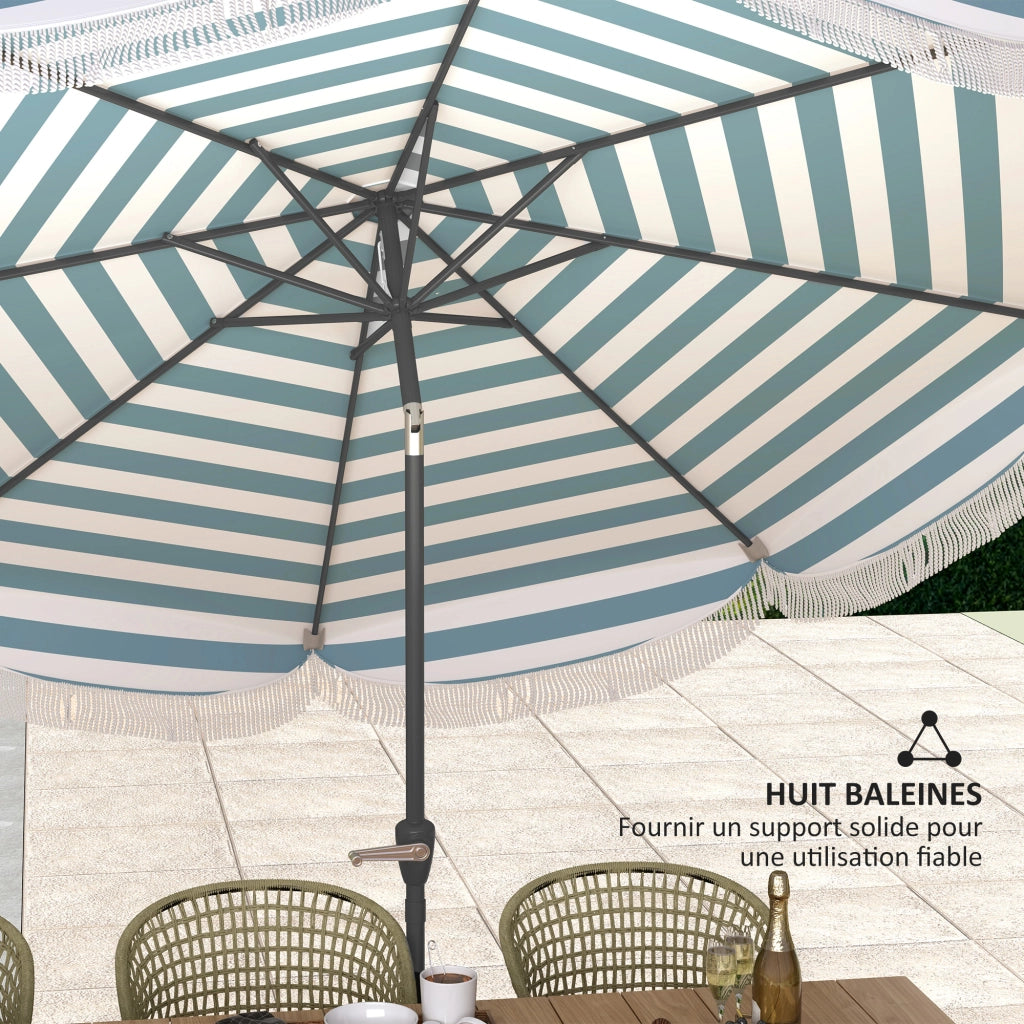 Ombrellone da giardino inclinabile 2.7m UPF 30+ ¨C zephmum ¨C 8 baleine blu chiaro e bianco