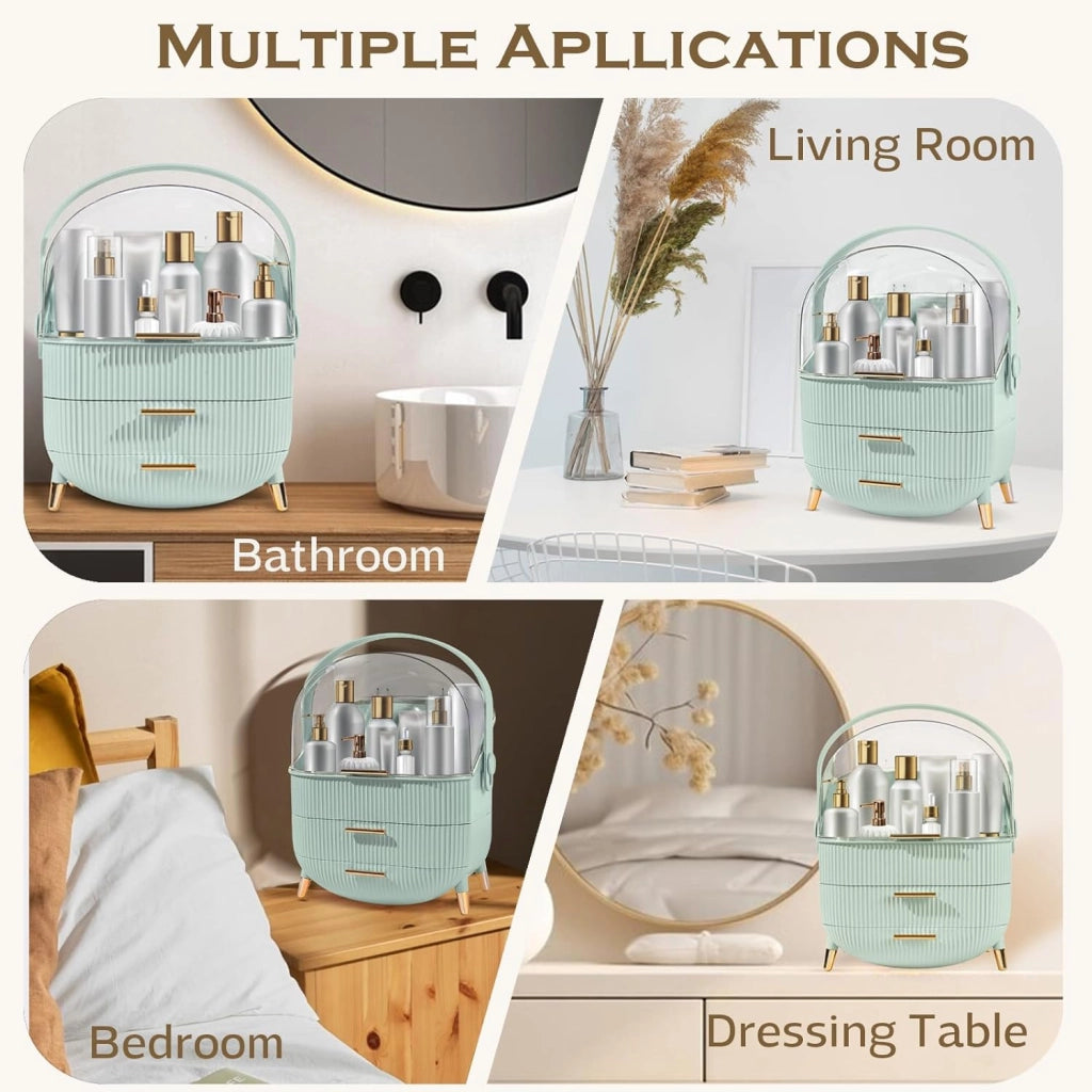 ZMH Porta trucchi da scrivania con più cassetti contenitore per cosmetici verde chiaro 29 x 19 x 38 cm