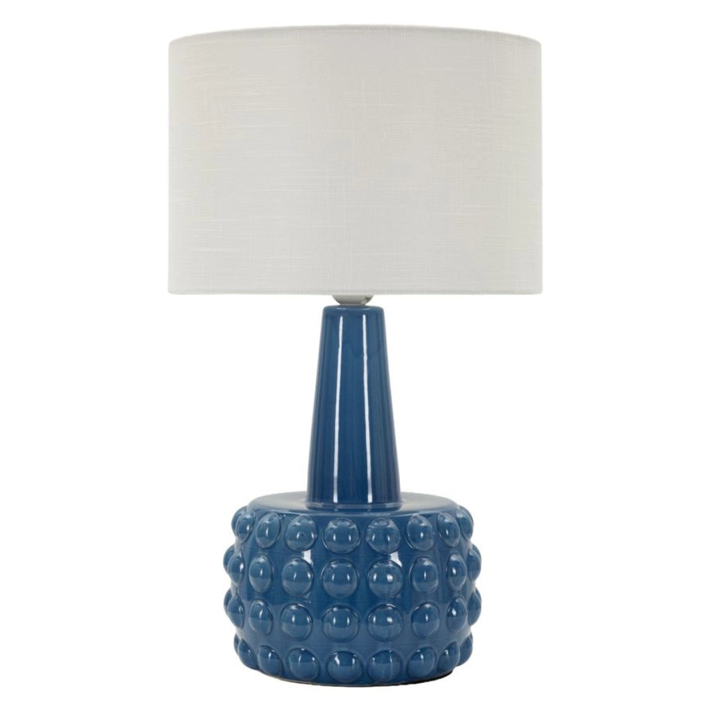 Lampada da tavolo Gress in ceramica blu e tessuto