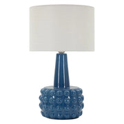 Lampada da tavolo Gress in ceramica blu e tessuto