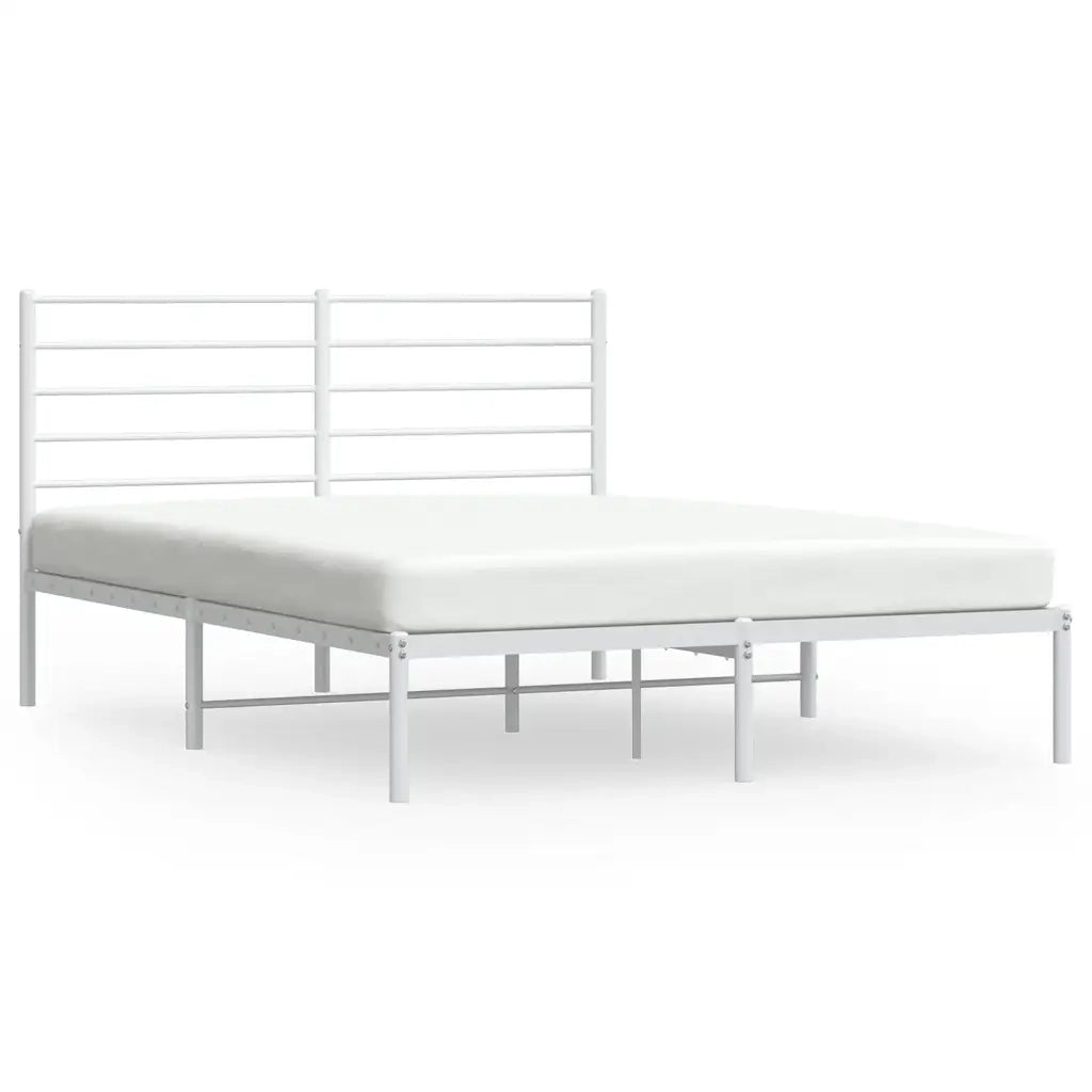 Letto matrimoniale | Letto per adulti | Giroletto con Testiera Metallo Bianco 150x200 cm