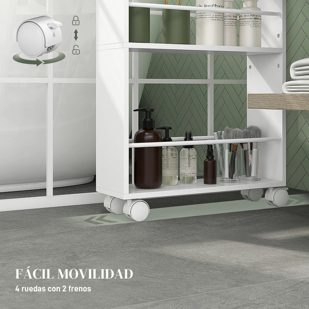 Carrello portautensili con ruote ¨C zephmum ¨C 45x15x80 cm bianco