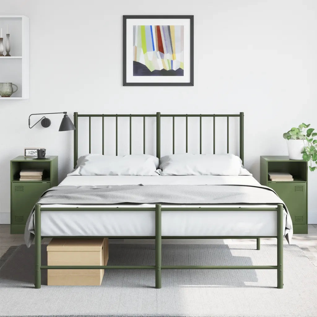 Comodini 2 pz-Set di 2 Tavolino da notte Verde Oliva 34,5x39x62 cm in Acciaio 782369